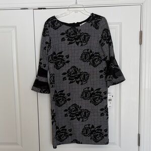 Elegant Black Rose Knit Dress 14